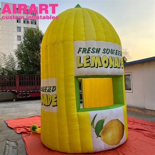 bespoke color inflatable lemon kiosk tent,air pop up large lemon fruit drink tent