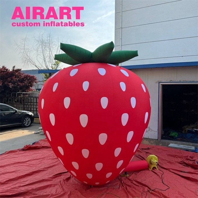 Advertising decorative inflatable fruit model customized, red inflatable strawberry for sale