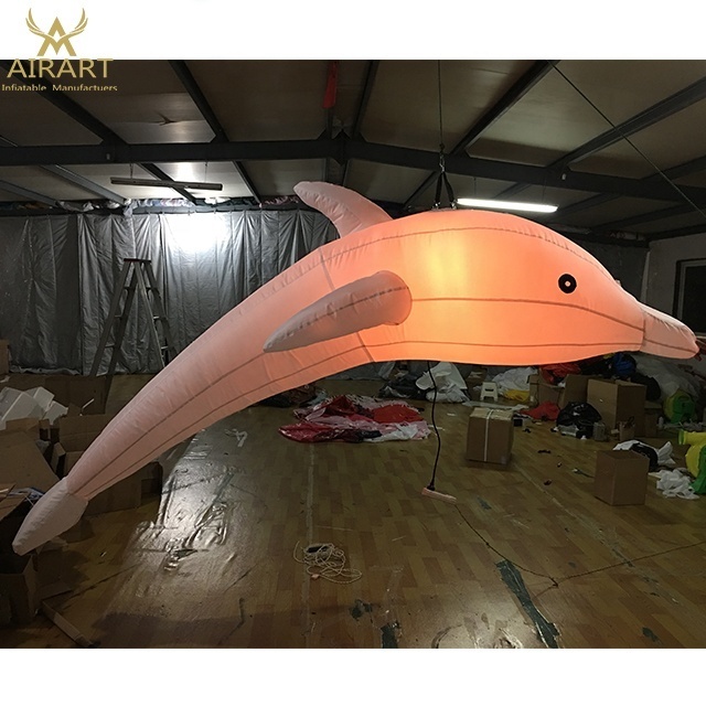 Customized Mascot Puppet, Led Lighting Inflatable Dolphin Puppet, Walking Inflatable Marine Animals Puppet