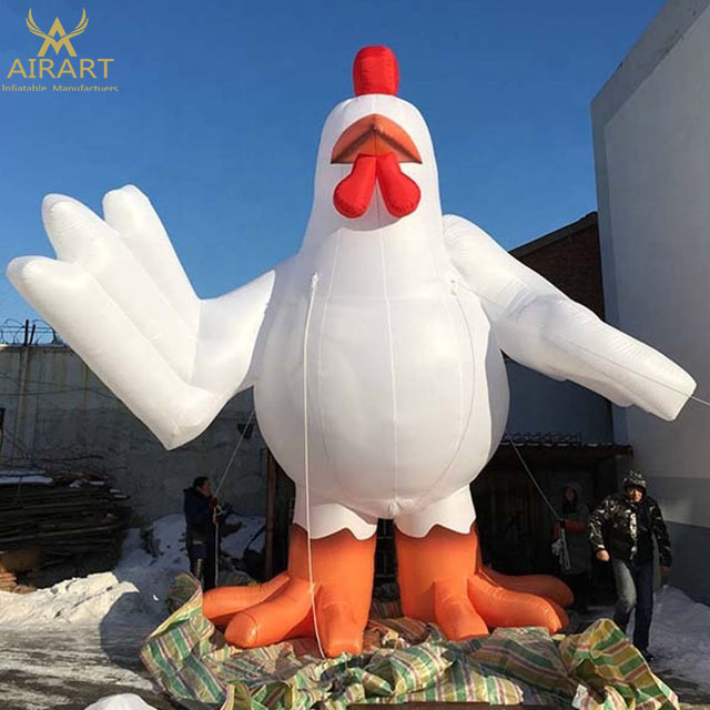 White giant outdoor inflatable chicken decoration