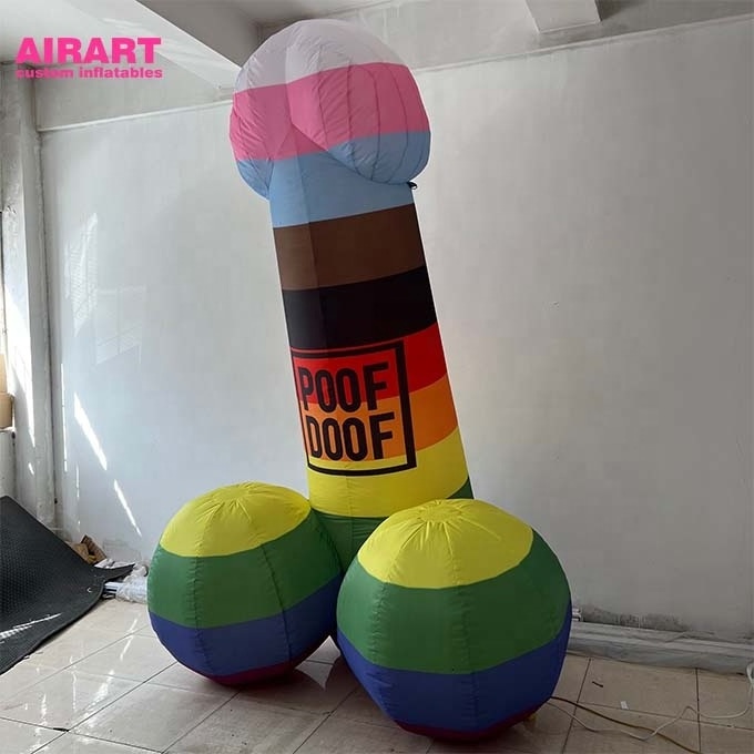 Rainbow giant inflatable penis for toy