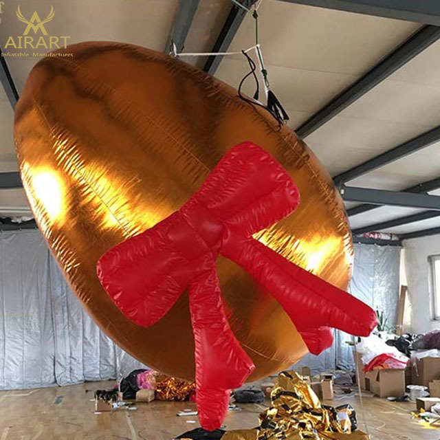 Outdoor giant inflatable gold eggs balloon for Easter decoration