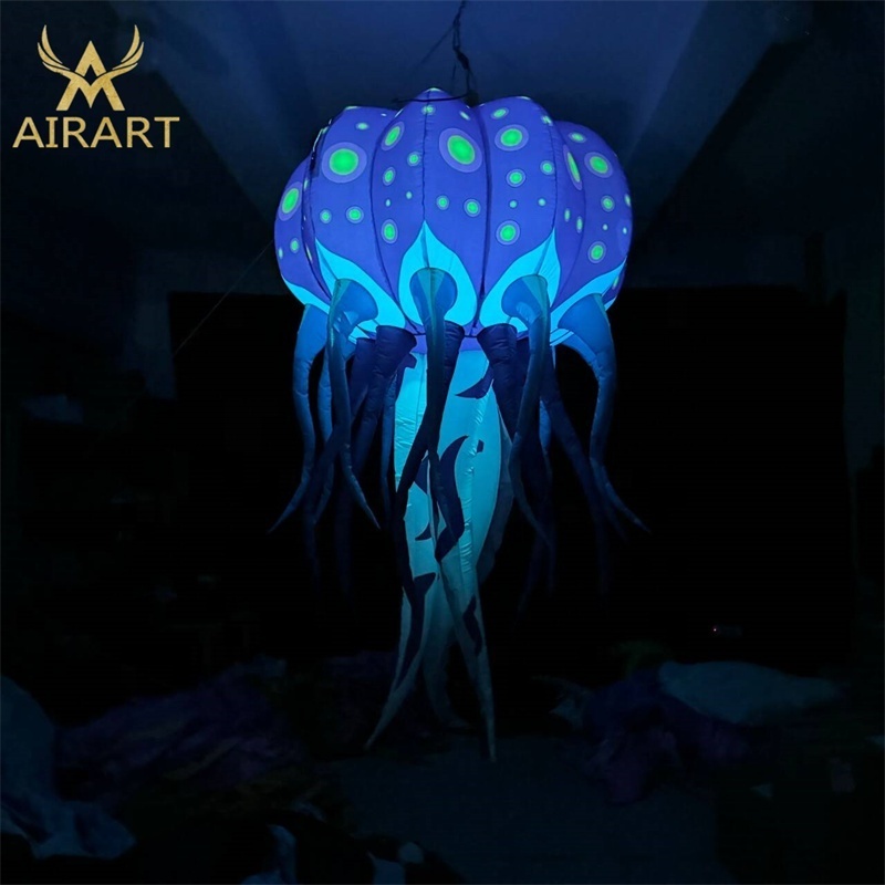 Suspend style inflatable purple jellyfish,LED lights inflatable jellyfish balloon decorations