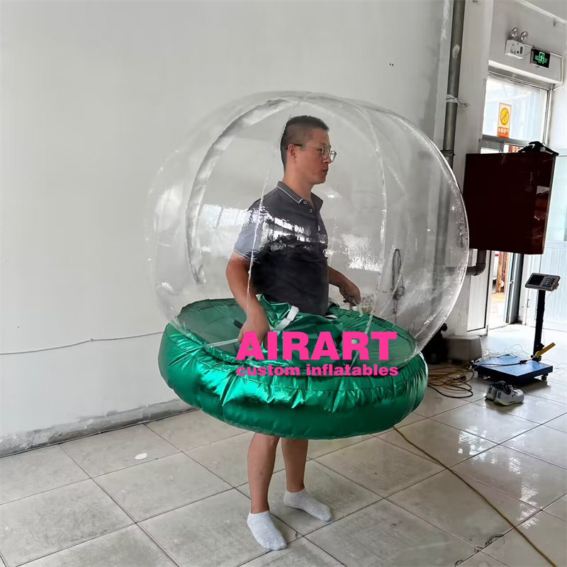 2023 Top sale Xmas party parade inflatable green snow globe costume for Advertising