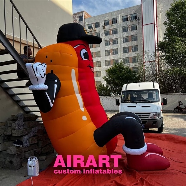 Newly designed cartoon character inflatable hot dogs, cheap inflatable hot dog for display