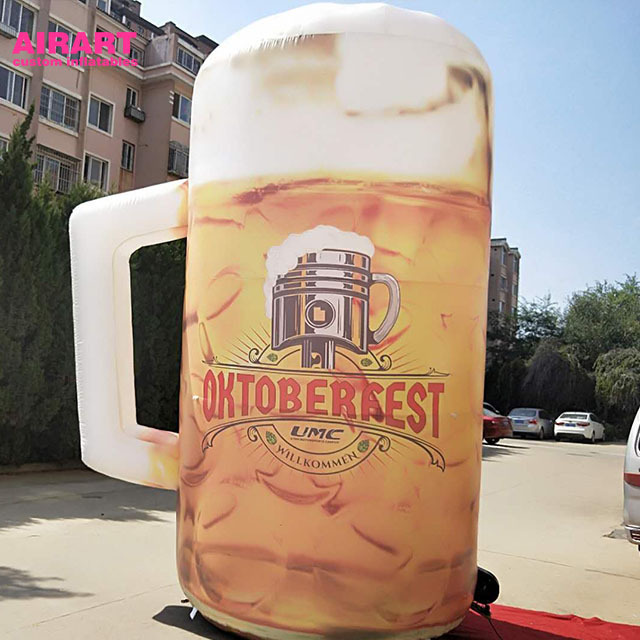 Oktoberfest Decoration Lighting Giant Inflatable Beer Mugs,Party Large Inflatable Beer Stein