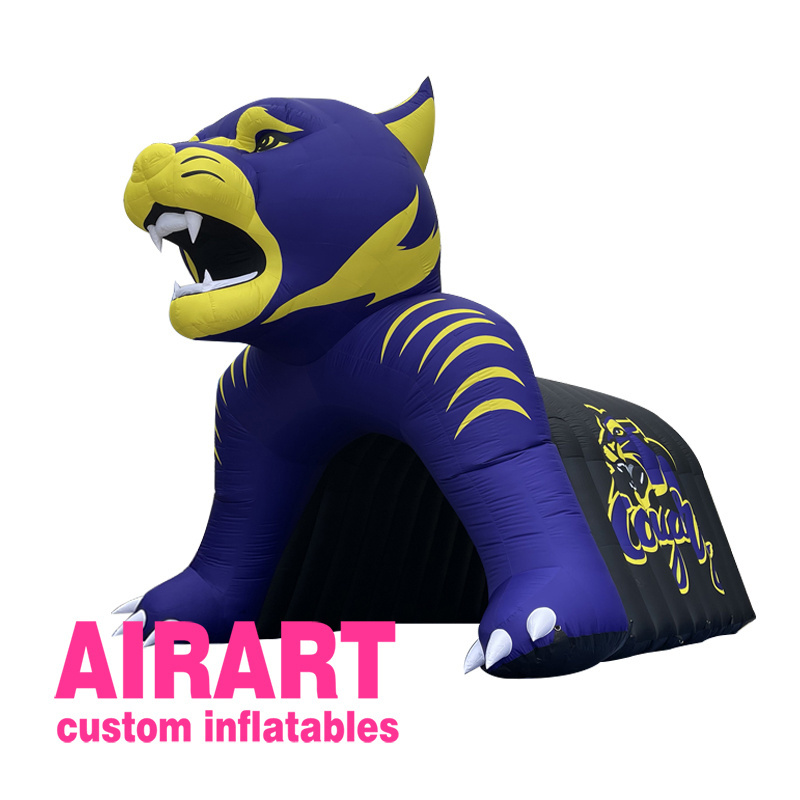 team mascot cartoon tunnel inflatable Panther Football Tunnel with Logo Advertisement