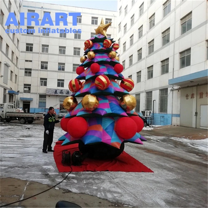 Christmas events outside garden ornament with white color inflatable Santa tree balloon add disco ball