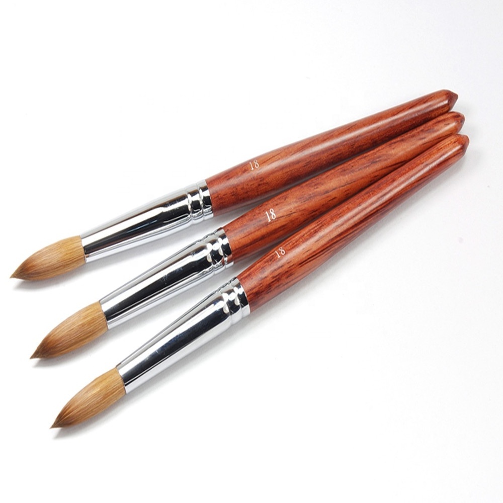 Wooden UV Gel Gathering Professional Polish Applicator Brush Kolinsky Germany Acrylic Nail Brush