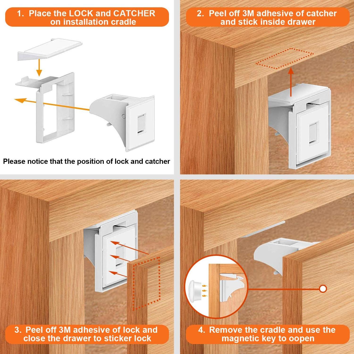 Custom high quality baby safety products magnetic cabinet child safety drawer lock and child cupboard locks