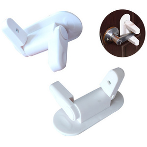 Improved Childproof Door Lever Lock Prevents Toddlers From Opening Doors Easy One Hand Operation for Adults Durable ABS