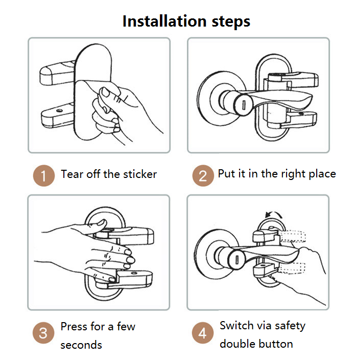 Improved Childproof Door Lever Lock Prevents Toddlers From Opening Doors Easy One Hand Operation for Adults Durable ABS