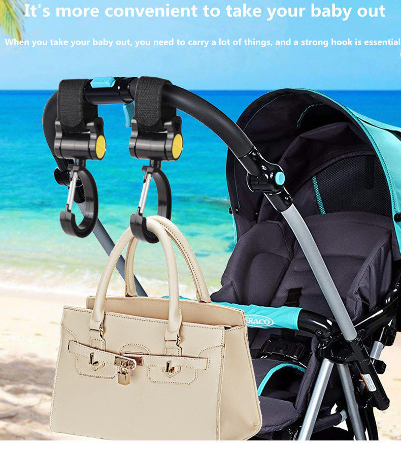 baby stroller accessories 2 hook baby carriage hook can hang wallet diaper shopping bag 360 degree large hook umbrella car