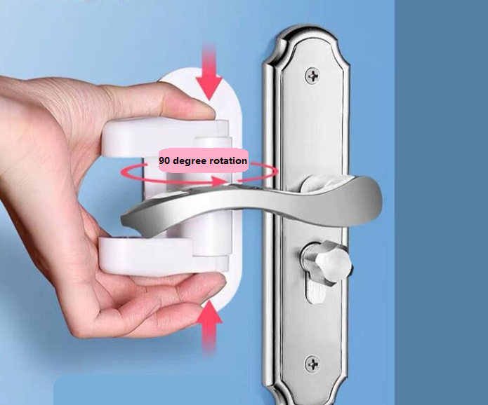 Improved Childproof Door Lever Lock Prevents Toddlers From Opening Doors Easy One Hand Operation for Adults Durable ABS