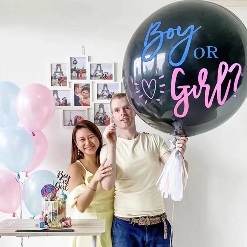 Gender Reveal Balloon with Confetti Pink and Blue Boy or Girl Balloons Gender Reveal Banner Gender Reveal Decor