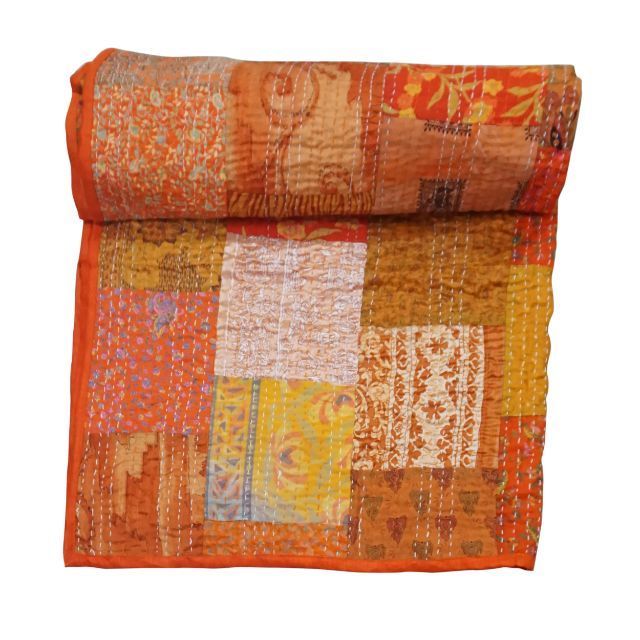 Indian Traditional Bedding Bed Cover Bedspread Kantha Blanket Handmade Cotton Patchwork Kantha Quilt Home Decor Bedspread