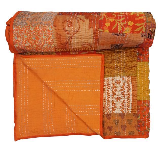 Indian Traditional Bedding Bed Cover Bedspread Kantha Blanket Handmade Cotton Patchwork Kantha Quilt Home Decor Bedspread