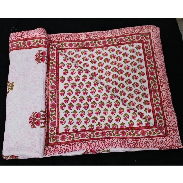 Floral Jaipuri Rajai Quilt Indian Cotton Coverlets Bohemian Filling Bedspreads Ethnic Indian Bed Spread Home Decor Throw