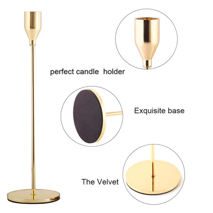 In Stock Luxury Metal Black Tapered Brass Candlestick Stand Holder Wedding Decorative Table Floating Gold Candle Holder Set