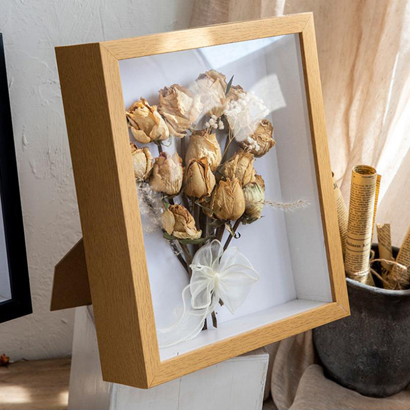 Custom Wedding Wall Hanging And Tabletop Wooden 3d Shadow Box Frame Diy Dried Flowers Picture Frame For Home Decor 4