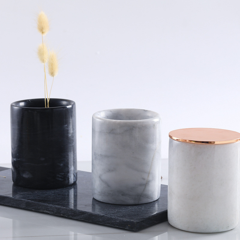 Customizable Logo Luxury Custom Natural Stone Candle Jar Empty Marble Candles Jars For Home Wedding Christmas Gift Decoration