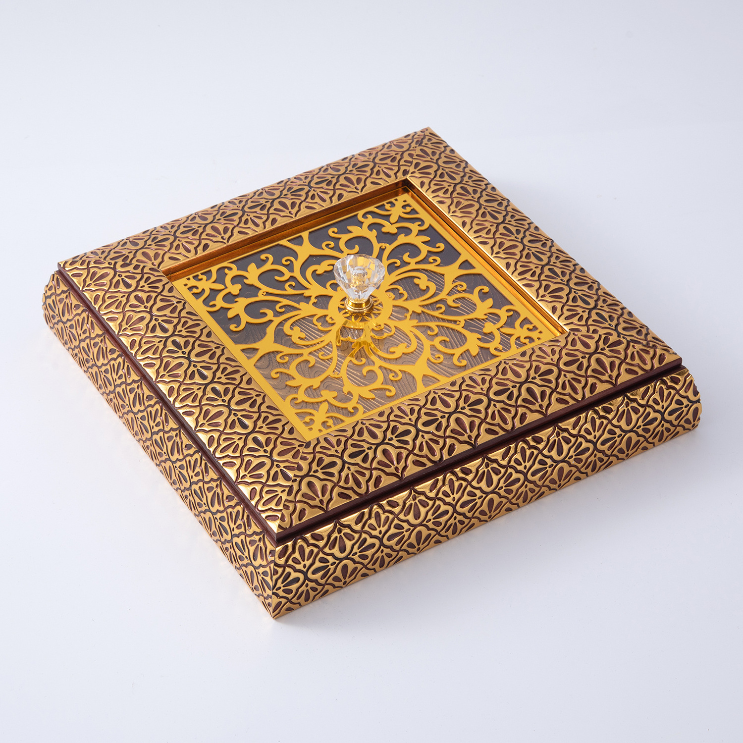 Eco-friendly Islamic Square Lilac Wood Plastic Candy Chocolate Bar Sweet Gift Candy Box With Lid