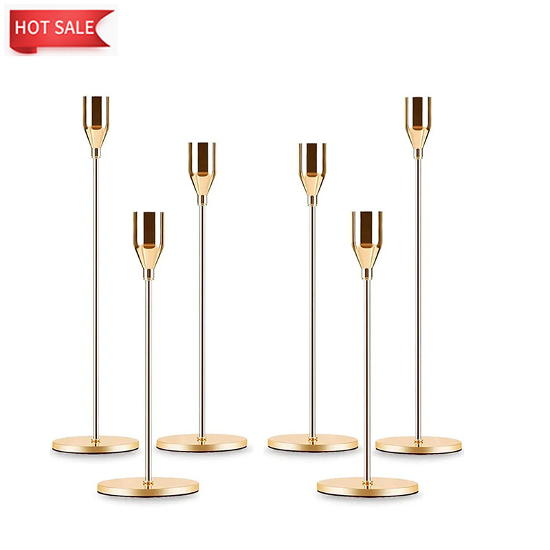 Taper Metal Candlestick Holder Stand Gold Candle Stick Holder Set For Home Wedding Christmas Parties