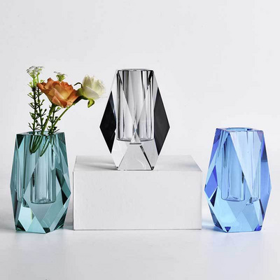 Free Sample Small Cheap Living Room Glass Transparent Flower Vase Maison K9 Crystal Vase For Home Wedding Table Centerpieces De