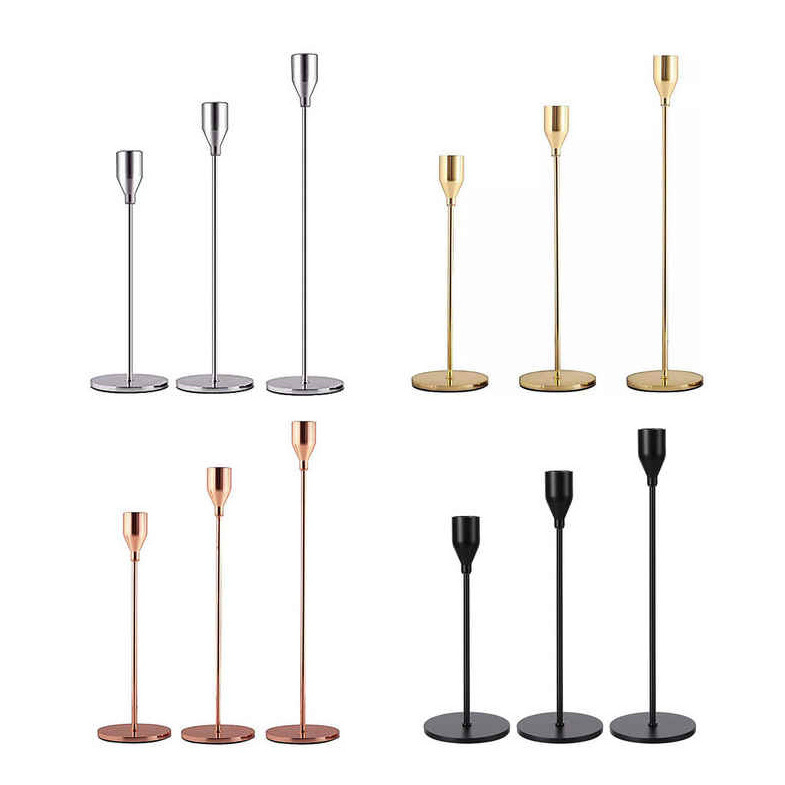 Taper Metal Candlestick Holder Stand Gold Candle Stick Holder Set For Home Wedding Christmas Parties