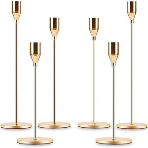 In Stock Luxury Metal Black Tapered Brass Candlestick Stand Holder Wedding Decorative Table Floating Gold Candle Holder Set