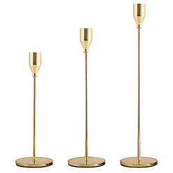 In Stock Luxury Set Of 3 Minimalist Stand Candlestick Holder Tall Taper Gold Metal Brass Candle Holder For Home Decor Wedding