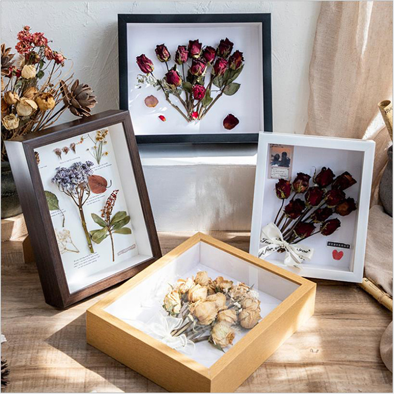 Custom Wedding Wall Hanging And Tabletop Wooden 3d Shadow Box Frame Diy Dried Flowers Picture Frame For Home Decor 4