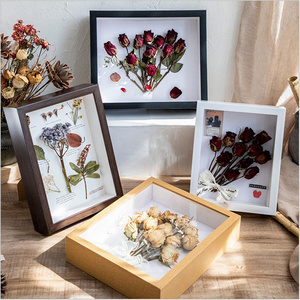 Custom Wedding Wall Hanging And Tabletop Wooden 3d Shadow Box Frame Diy Dried Flowers Picture Frame For Home Decor 4" 5" 6" 7" 8