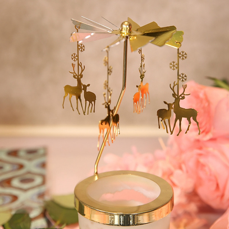 Christmas Decor Small Fancy Luxury Metal Candle Holder Angel WingTeaLight Carousel Tealight Candle Holders