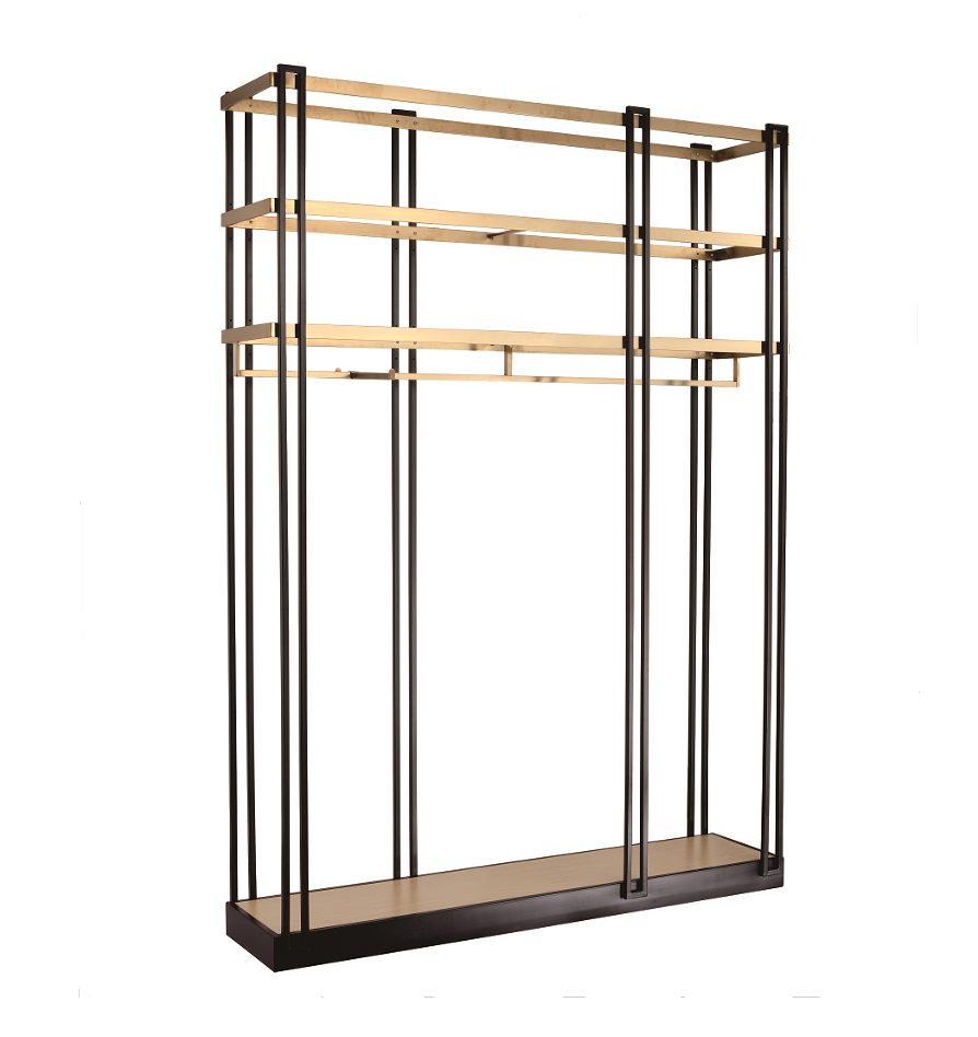 Gold  Retail Store Display Clothing Stainless Steel Display Stand Rack