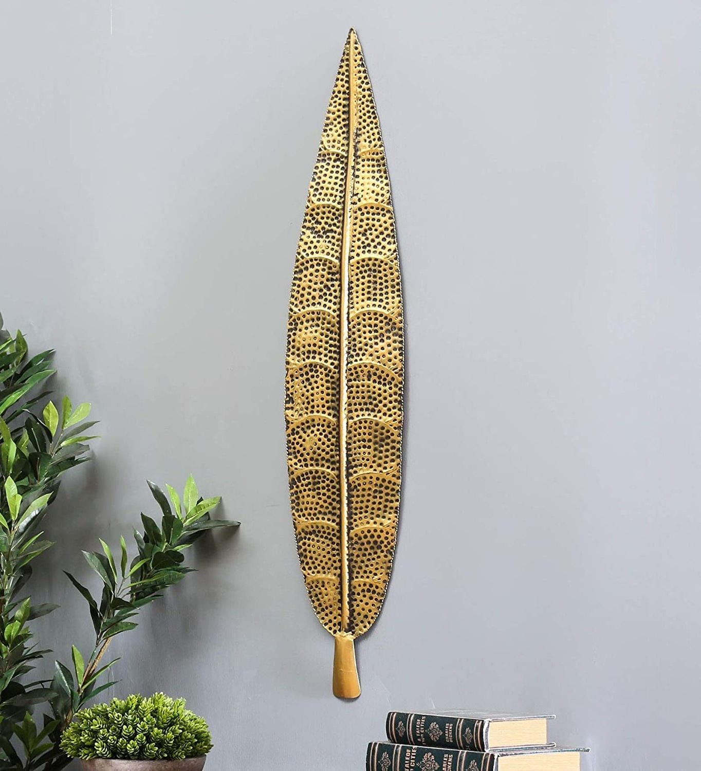 Metal Wall Hanging Big Ham Leaf Home Decor Gold Wall Art Decor for Living room Bedroom Kids Room Kitchen office Wall Hangings