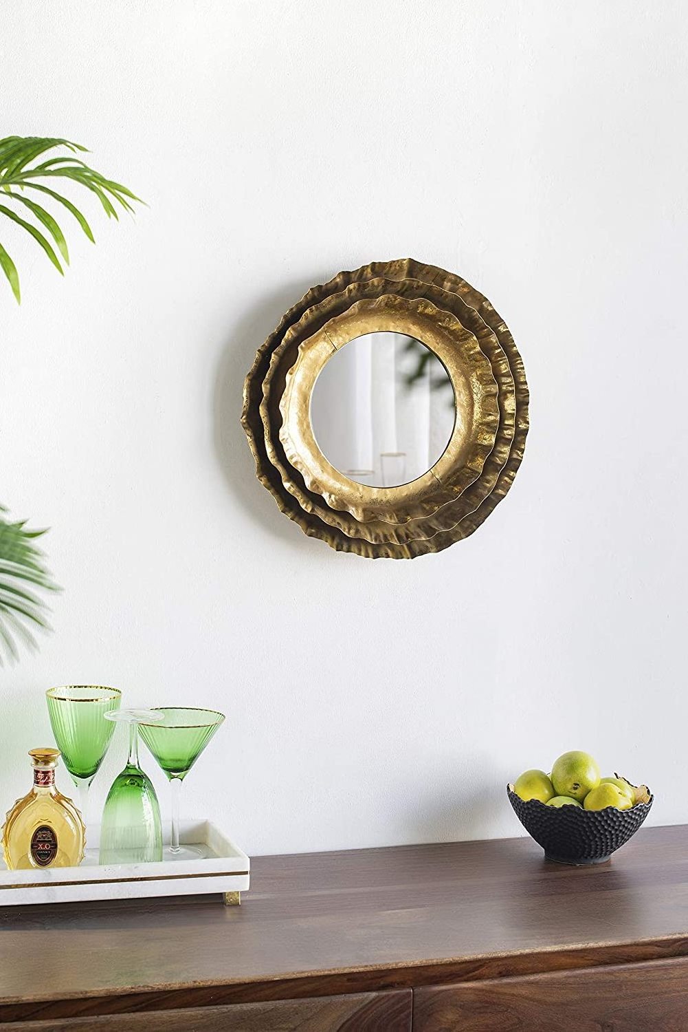 Home Wall Mounted Mirror with Round Gold Metal Frame Circle Wall Decor for Bathroom Bedroom Hallways Living Washroom