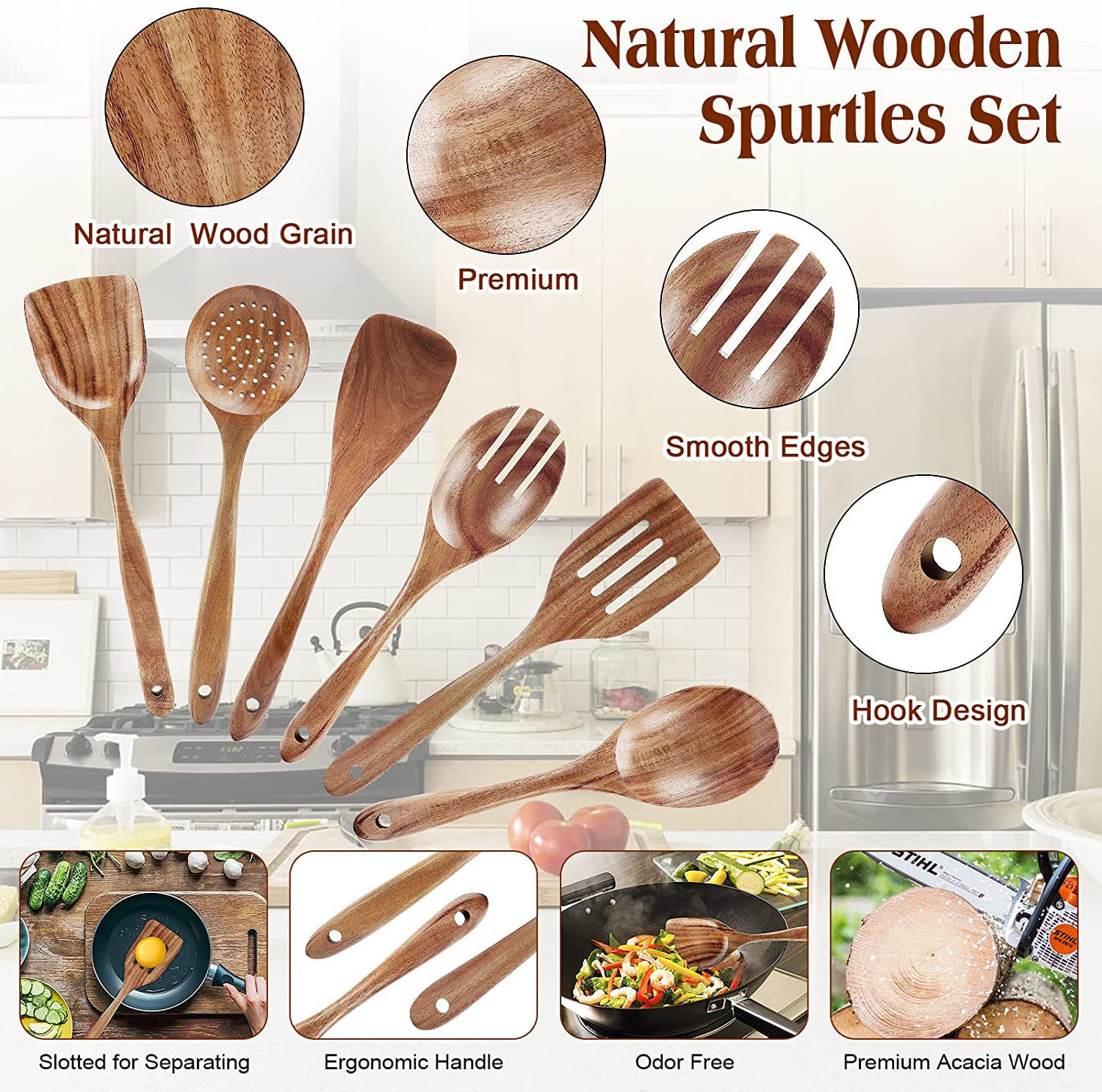 Utensilios De Cocina 2022 Wooden Kitchen Accessories Silicone Cooking Sets Wooden Kitchen Utensils