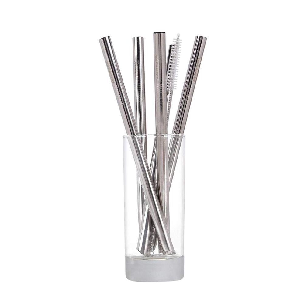 Eco-Friendly 12mm 5 Angled-Tip Straws Wide Bubble Tea & Smoothie Straw Reusable & Metal Drinking Straws