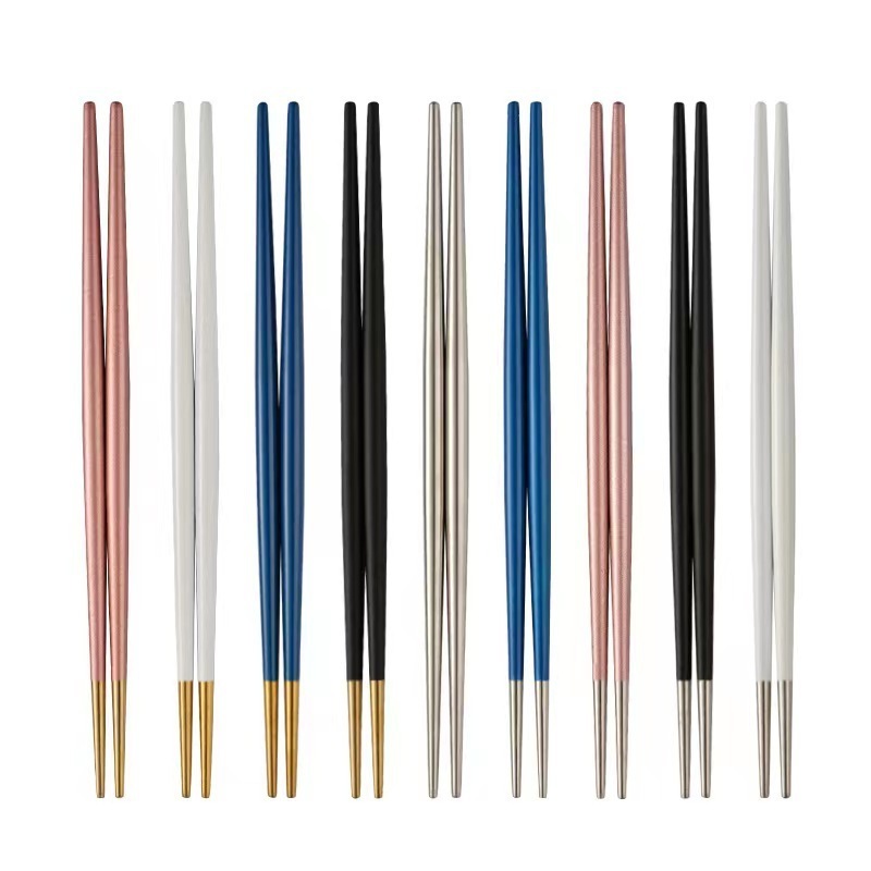 Luxury titanium metal Korean custom logo color chopsticks stainless steel 304 (18/10) for gift wedding