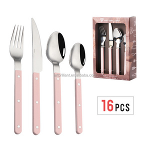 korean style kitchen utensil note design modern semi knife fork spoon acrylic plastic handle flatware cutlery set