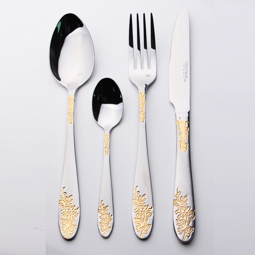 stainless steel golden cutlery 36pcs set bulk gold flatware for 12 person with gift box packing