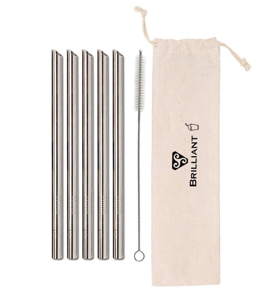 Eco-Friendly 12mm 5 Angled-Tip Straws Wide Bubble Tea & Smoothie Straw Reusable & Metal Drinking Straws