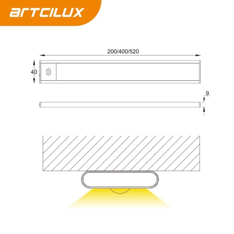 ARTCILUX Wireless Closet Cabinet  Led Light Battery Body Motion Sensor Detector LED For Bathroom/Bedroom