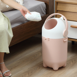 Waste Bins Garbage Soft Closed Round Kitchen Lock Can Self Bathroom Airtight Sealing Household Recycling Baby Diaper Trash Can