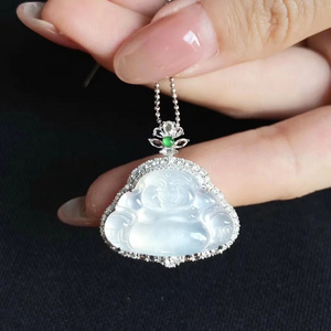 18k gold Natural jadeite ice Buddha pendant exquisite Woman jewelry ornaments Evening party gift