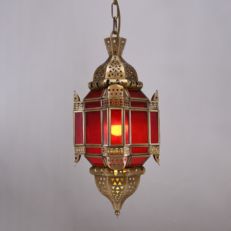 Mosaico Retro Arabian Hanging Ceiling Light Lantern Chandelier with UK Plug Turkish/moroccan Style Pendant Lamp Brass and Glass