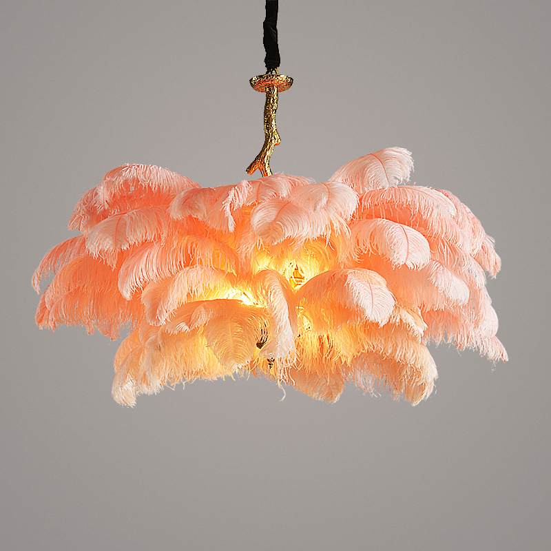 Most popular solid brass chandelier Beautiful Ostrich Feather Chandelier diy decoration chandelier