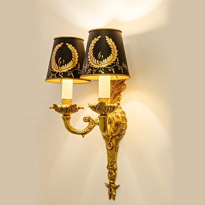 Shape Solid Brass Wall Sconce Copper Lamp Design Fixtures Mount Black Vintage for Hotel House Villa Luxury Gold Energy Saving