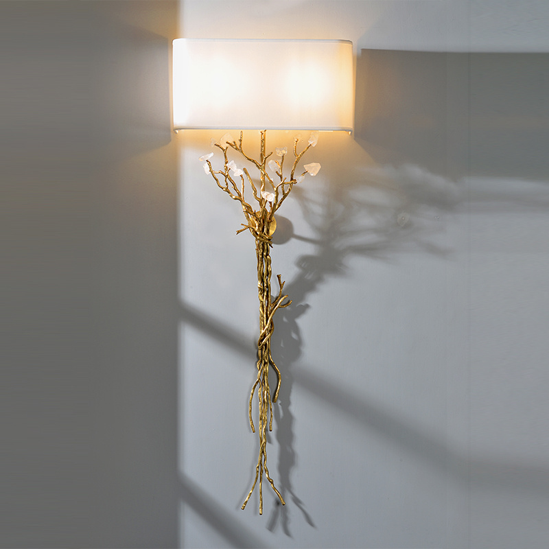 Home Hotel Villa Decorative Forest Light Wall Sconce Led Tree Twig Branch Lighting with Crystal Wall Lamp Bronze Clear Glass E14